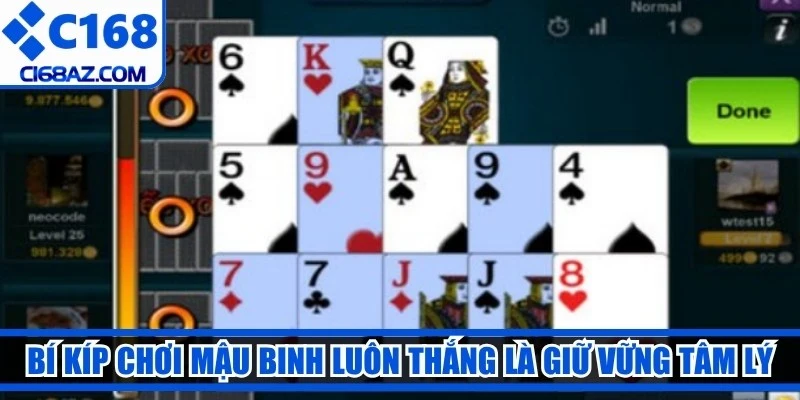 Bí kíp chơi mậu binh luôn thắng từ chuyên gia là giữ vững tâm lý